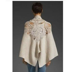 Free People Handicraft‎ Boho Crochet Back Tan Cape Wrap One Size